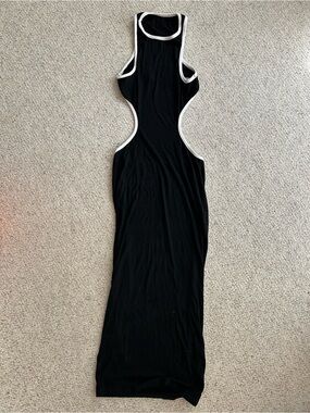 Source Unknown Black Backless Bodycon Dress with White Trim